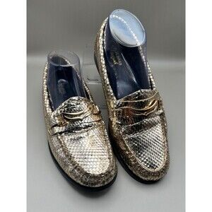G.H. Bass Weejuns Lilianna Keeper Bit Gold Loafers Snake Women's Size 7.5 M